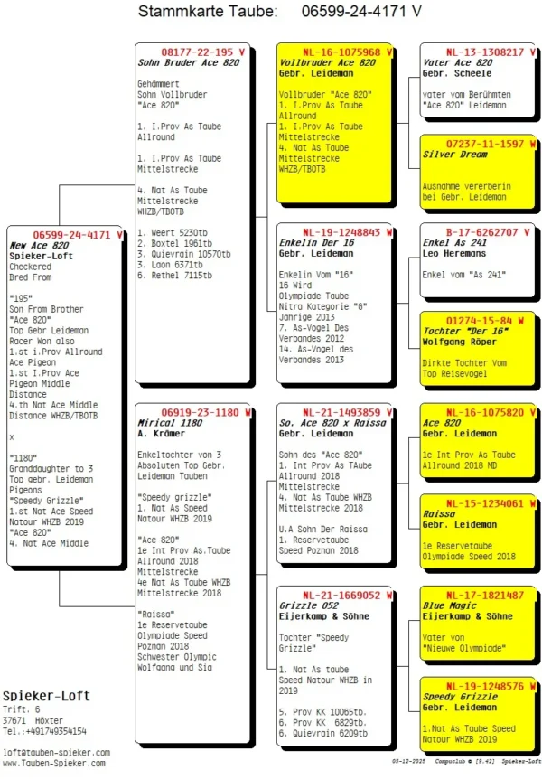 DV 6599-25 4171 Mascul Spieker Loft 100% Fratii Leideman consangvin pe ACE 820