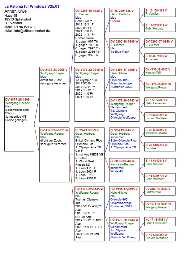 DV 9677-25-1808   Alther Uwe Olympic Rico : 1. Olympic Ace YB Cat F 1. nat Ace KBDB YB SB 2020 1. World Best Pigeon SD 1. Laon 4110 P 1. Laon 2924 P 1. Laon 274 P 2. Laon 4551 P DV 4176-22-0145 W  Olympic 495 2017 5/5 Pr 467,75 asp. 2018 12/11 Pr 911,89 Asp. 2019 13/12 Pr 1036 Asp. 2020 11/9 Pr 831,80 Asp. 2021 10/9 Pr 865